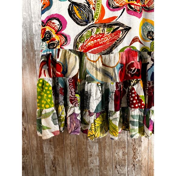 Jams World Dress Womens Sz Large Orange Yellow Abstract Floral Vacation Tropical - Picture 3 of 8